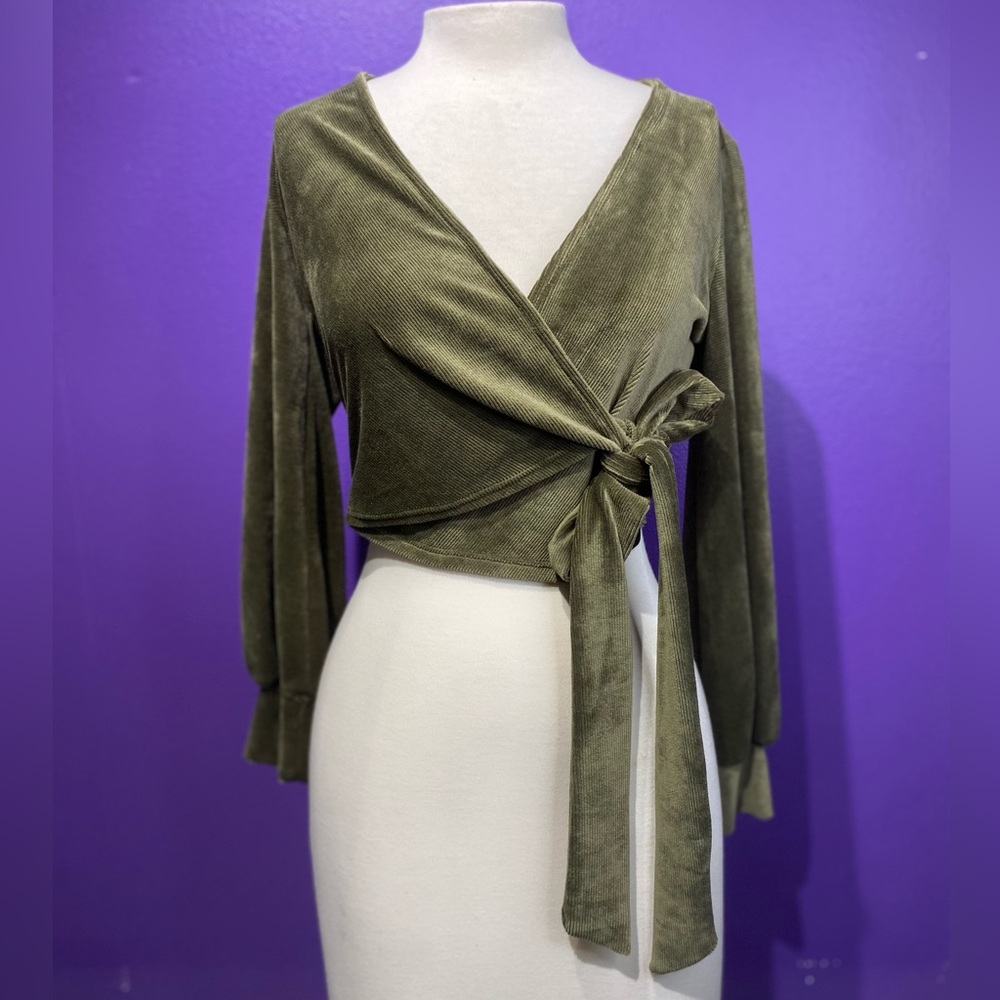 Olive Green Wrap Top